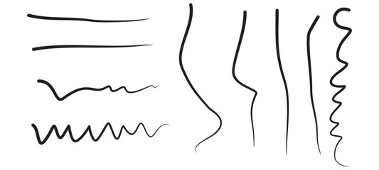 Line Art arrow hand drawn shape brush underline stroke element vector Illustration.