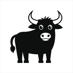 Cute cartoon bull with horns