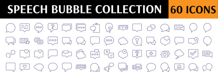 Speech Bubbles, Talking, Conversation, Dialogues Related Line Icons for Web Sites, Books, Cards, Apps. Editable Stroke. Perfect for Web Sites, Books, Cards, Apps