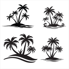 Fototapeta premium Set of Palm Trees on Tropical Beach – Coastal Paradise Landscape