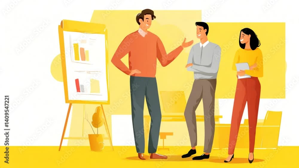 Poster staff training discussion with business manager in office setting generative ai