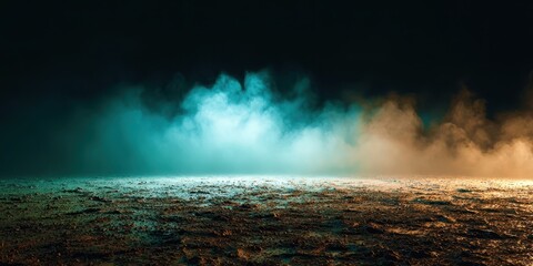 A beautiful, colorful sky with a few clouds and a few smoke clouds