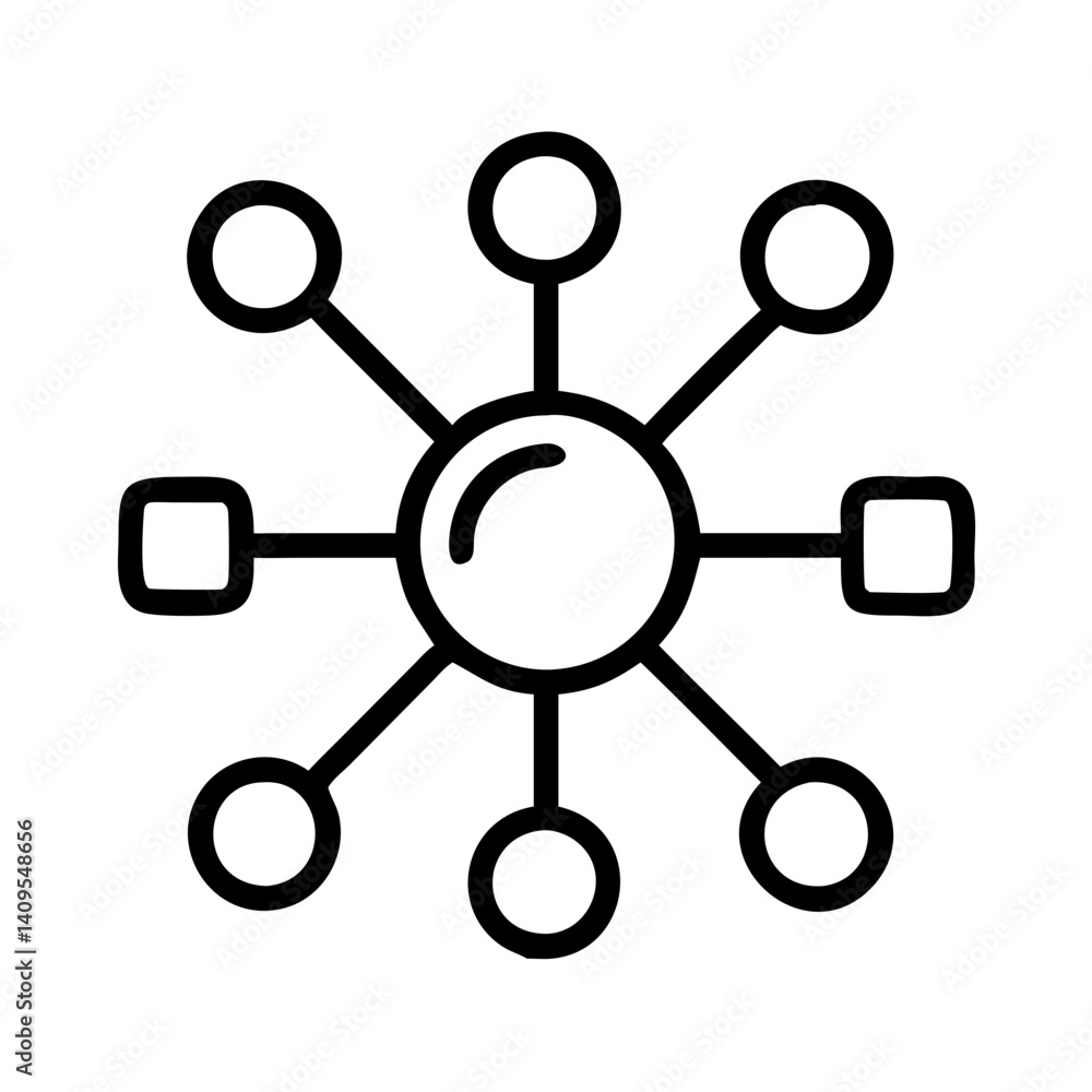 Poster network connection hub system data technology node internet communication connection diagram vector 