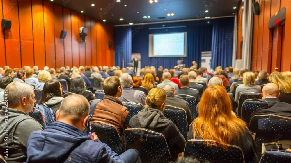 Aufkleber business seminar audience engaged in learning and networking activity generative ai