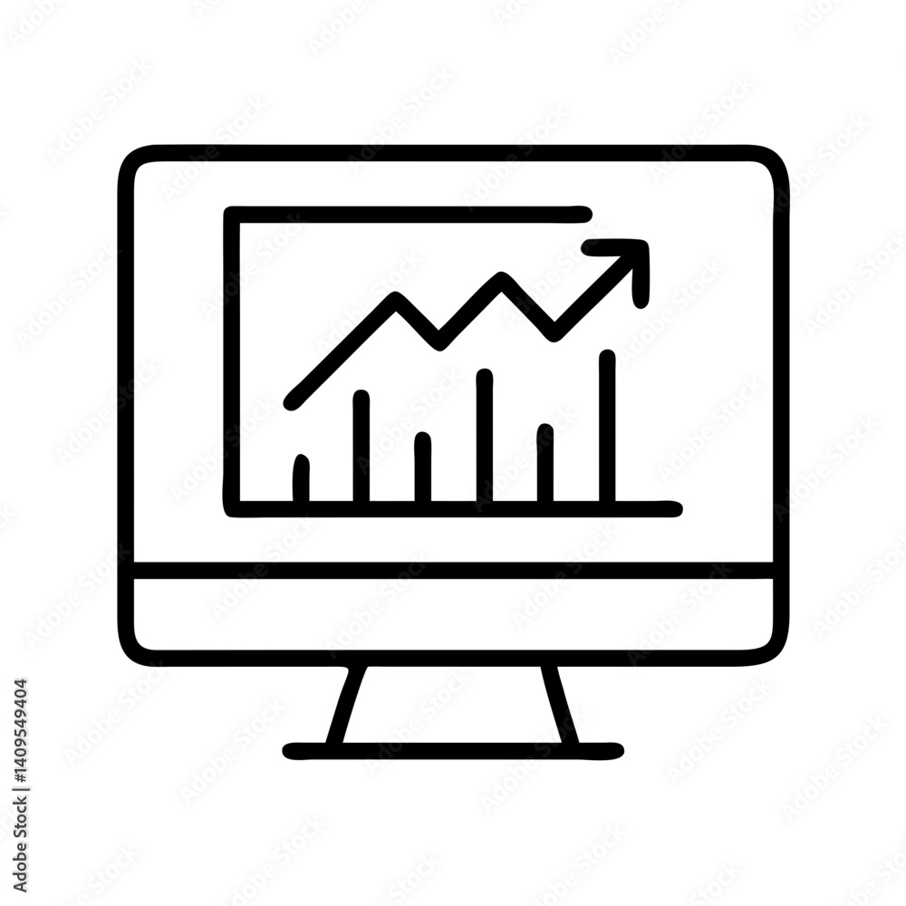 Poster monitor screen with financial chart business graph analytics data analysis growth success report