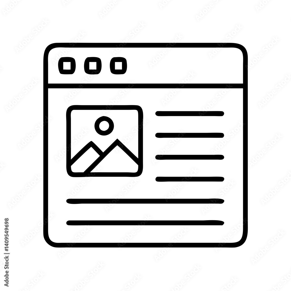 Poster website page design layout template with image placeholder and text areas for web content