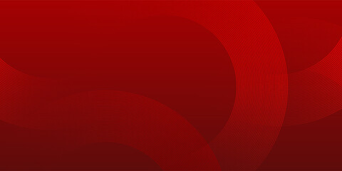Abstract red glowing geometric lines on dark red background. Modern shiny red circle lines pattern. Futuristic technology concept. Suit for cover, poster, banner, brochure, header, website