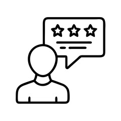 Customer feedback review rating star testimonial experience satisfaction service person icon vector