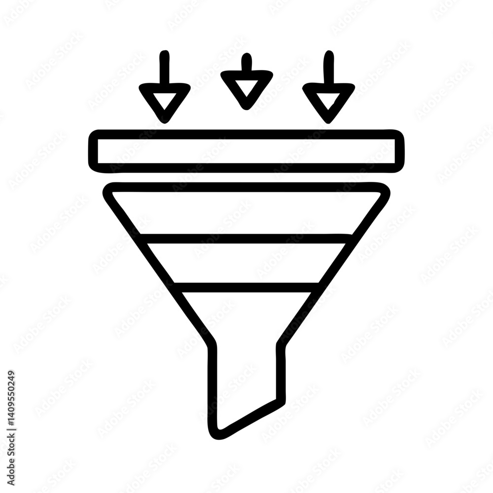 Poster filter funnel data analysis process filtration system information flow diagram icon vector graphic d