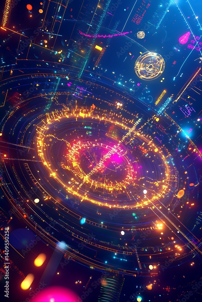 Aufkleber vibrant abstract cosmic background with glowing particles and dynamic energy streams