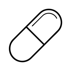 Outline capsule pill medication drug pharmaceutical health care treatment remedy vector icon