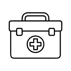 Outline first aid kit medical box emergency healthcare symbol safety equipment cross vector illustration