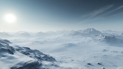 Fototapeta premium Snowy mountains on a clear day. Vast white and blue landscape.