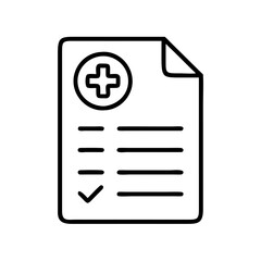 Medical report healthcare document checklist form plus sign paper health record checkmark icon