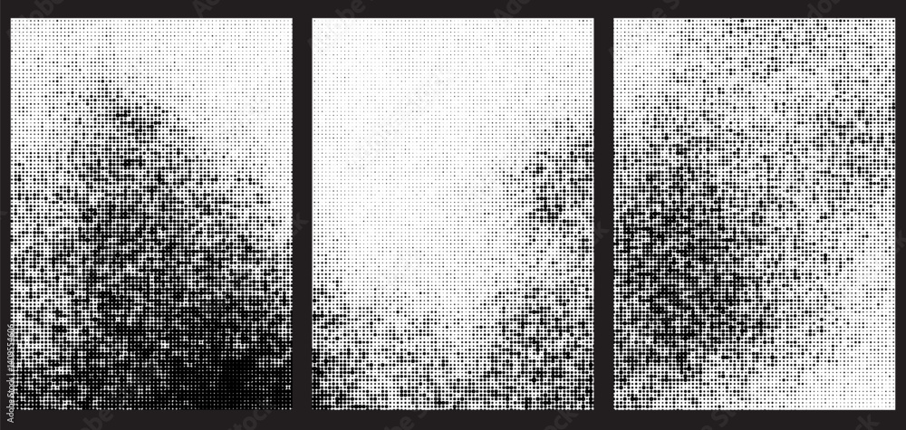 Poster comprehensive kit of halftone templates for manga posters and flyers featuring abstract vector backg