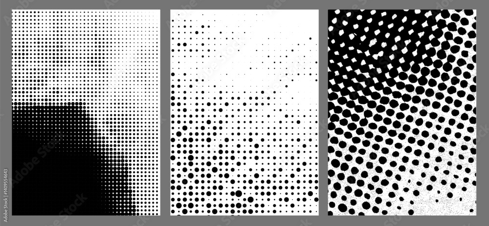 Aufkleber retro flyer set with halftone backgrounds and vintage frame design elements for grunge poster creati