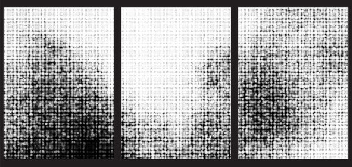 Comprehensive Kit of Halftone Templates for Manga Posters and Flyers Featuring Abstract Vector Backgrounds with Geometric Patterns, Dots, and Gradients in Black and White Design