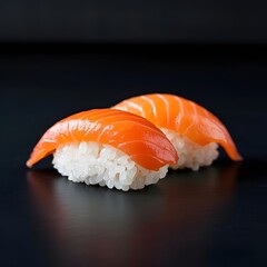 close up sushi black background