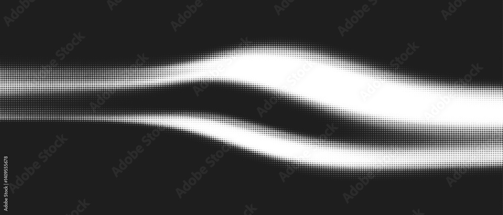 Aufkleber Abstract Vector Halftone Texture Overlay with Black and White Gradient Dots. Geometric Pattern for Graphic Design and Retro Comic Art Background Illustration
