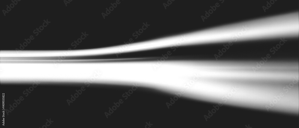 Aufkleber Dynamic Wave Vector Pattern with Curved Lines and Black Texture. Digital Graphic Halftone Gradient for Technology and Music Background with Fluid Particles and Energy Flow