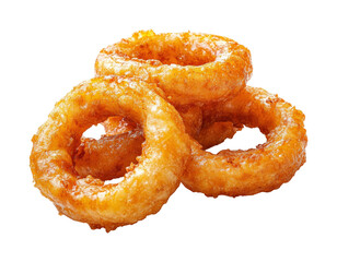 Crispy onion rings fast food restaurant food casual dining view delicious snack. Isolated on transparent background, png.