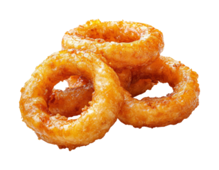 Crispy onion rings fast food restaurant food casual dining view delicious snack. Isolated on transparent background, png.