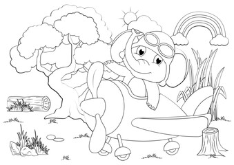 Coloring Elephant Animal Cartoon For Kids