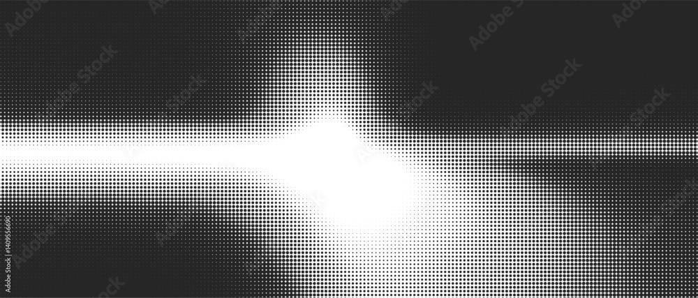 Poster A contemporary geometric design featuring a halftone dot pattern with glitch effect gradient. Abstract background with a modern cyberpunk vibe, ideal for graphic and print design