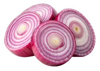 sliced red onion  isolated on white background