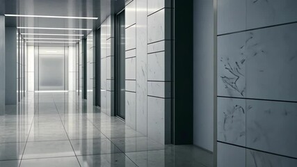 Blank billboard in a modern, brightly lit hallway showcasing creative potential for advertising or promotion, A blank billboard in a modern hallway with bright lighting