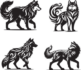 Luna Wolf Vector Art – Mystical Moon Wolf with Elegant Night Aesthetic