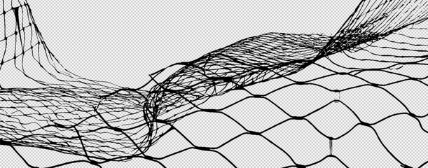 Grunge Texture Collage of Broken Chain Link Fence with Wire Mesh and Holes Isolated on White Background as a Metal Wall Design Illustration for Security and Freedom. © annetdebar