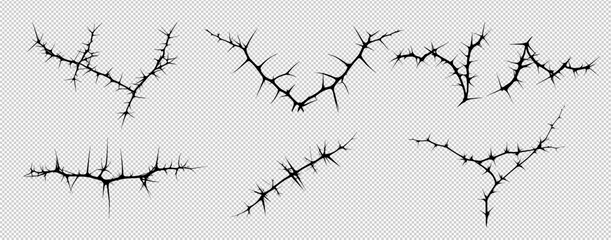 Gothic Thorny Branch Set with Black Borders on Transparent Background Featuring Vector Rose Crowns and Jesus Inspired Designs for Dark Art Themes and Logo Creation.