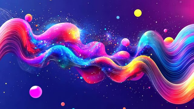 Abstract colorful waves, cosmic background, vibrant energy, digital art, website header