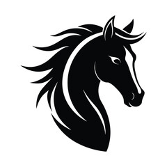 horse head silhouette side view flowing mane
