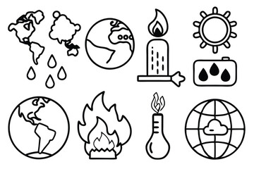 global warming effe impacts on nature line art