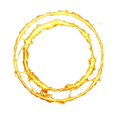 Golden Fire Ring Energy Flow Abstract Background Isolated on White Background Flame Circle Effect Light Painting Trail Long Exposure Magic Light Motion Illustration Design Element Wallpaper Power