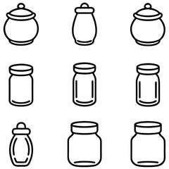 Simple Outline of Empty Glass Jars with Lids