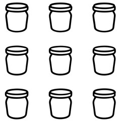 Simple Outline of Empty Glass Jars with Lids