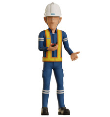 Isolate industrial worker pose instruction