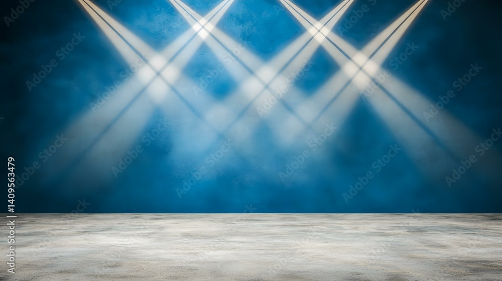 Poster the image shows a studio-style background with a textured, light gray floor and a dark teal textured