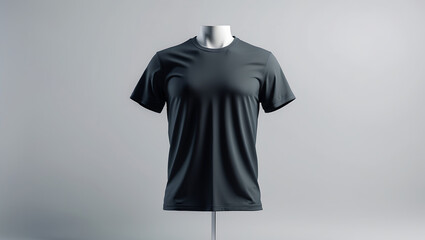Plain Gray T-Shirt on Display A versatile gray t-shirt suitable for casual wear and promotional uses in fashion marketing