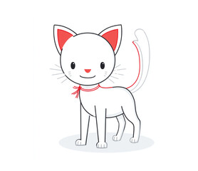 Obraz premium Cute cat in different poses. Vector cartoon flat illustration. Funny playful kitten on white background