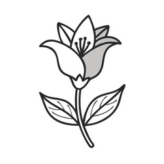 Elegant grayscale flower illustration on black background drawing