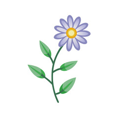 Simple purple daisy illustration on a black background