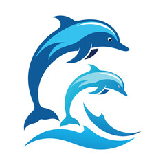 Dolphins Jumping Through Waves Ocean Life Playful Nature Illustration