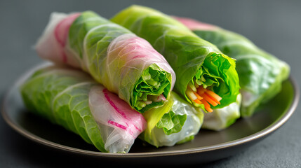 Fresh spring rolls with dipping sauce translucent sk