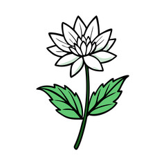 Stylized Green Flower Illustration on Black Background