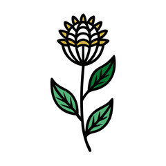 Minimalist Flower Icon Design with Gold and Green Accents