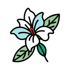 Stylized Blue and White Flower Vector Isolated on Black